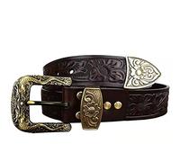 JIARY Geprägte westliche Blumengürtel für Frauen und Männer, handgefertigter Taillengürtel aus Leder,Braun,105cm/41.3''