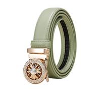 JIARY Gürtel Damen, Taillengürtel Modischer Ratsche Damen Cowboy Weiss, Ledergürtel Schmal Neuheitsgürtel Grün mit runder automatischer Legierungsschnalle,A Green,110CM/43.3''