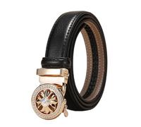 JIARY Gürtel Damen, Taillengürtel Modischer Ratsche Damen Cowboy Weiss, Ledergürtel Schmal Neuheitsgürtel Grün mit runder automatischer Legierungsschnalle,Schwarz,120CM/47.3''