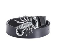JIARY Gürtel Herren Leder Cowboy Western, Herren Gürtel mit Gothic-Gürtel mit Skorpion-Motiv-Legierungsschnalle,Black a,100CM/39.4''
