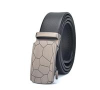 JIARY Gürtel Herren Leder Ratsche, Herrengürtel Verstellbare Geschäft, Echtledergürtel mit Dekorativer Quadratischer Schnalle Legierung mit Fußballmuster Anzuggürtel,Schwarz,110CM/43.3''