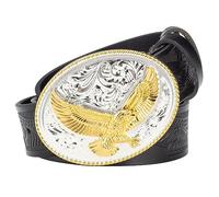 JIARY Gürtel Herren Vulture-Serie, Herren-Gürtel Goldadler Western Cowboy, Cowboy-Gürtel 3D-Gürtel mit Adler-Schnalle Vintage-Prägung Gravur,Schwarz,105CM/41.3''