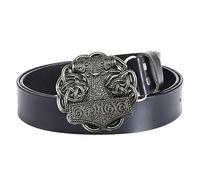 JIARY Gürtel Herren Western Cowboy, Herren Gürtel, Ledergürtel mit Wikinger-Thorshammer-Muster Runder Legierungsschnalle Vintage-Gürtel,Schwarz,105CM/41.3''