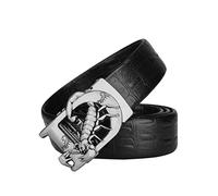 JIARY Gürtel Ratsche Automatik Belt, Geschnitztes Gold Buchstabe D & Skorpion Tier Automatikschließe Verstellbarer Ledergürtel Für Herren Damen,Black Silver,115CM/45.3''