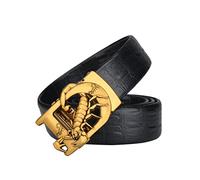JIARY Gürtel Ratsche Automatik Belt, Geschnitztes Gold Buchstabe D & Skorpion Tier Automatikschließe Verstellbarer Ledergürtel Für Herren Damen,Black Gold,120CM/47.3''