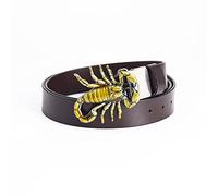 JIARY Herren-Gürtel,Damen Herren Jeans Gürtel Regal Scorpion Druckknopfverschluss Schnalle Ledergürtel verstellbar,Brown Gold a,130CM/51.2''