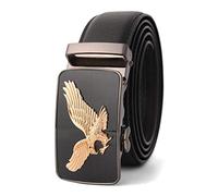 JIARY Herren-Gürtel,Herren-Ledergürtel mit Ratsche, verstellbar, Adler-Gürtel für Herren, geschäftlich und formell,Black c,105CM/41.3''