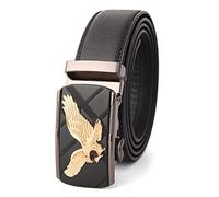 JIARY Herren-Gürtel,Herren-Ledergürtel mit Ratsche, verstellbar, Adler-Gürtel für Herren, geschäftlich und formell,Black b,120CM/47.3''