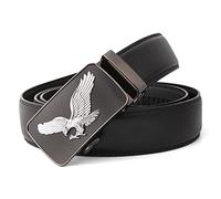 JIARY Herren-Gürtel,Herren-Ledergürtel mit Ratsche, verstellbar, Adler-Gürtel für Herren, geschäftlich und formell,Black d,105CM/41.3''