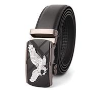 JIARY Herren-Gürtel,Herren-Ledergürtel mit Ratsche, verstellbar, Adler-Gürtel für Herren, geschäftlich und formell,Black a,115CM/45.3''