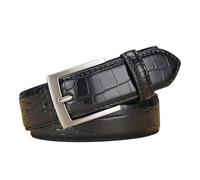 JIARY Herren-Gürtel Mit Krokoprägung Ledergürtel Für Herren Lässiger Businessgürte Mit Metall Schnalle Für Jeans Hosen, Kroko-Muster, 2.9Cm,Schwarz,110CM/43.3''