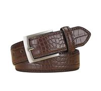 JIARY Herren-Gürtel Mit Krokoprägung Ledergürtel Für Herren Lässiger Businessgürte Mit Metall Schnalle Für Jeans Hosen, Kroko-Muster, 2.9Cm,A Brown,110CM/43.3''