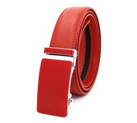 JIARY Herren Gürtel Ratsche, Ledergürtel Herren Cowboy Modischer, Verstellbarer Lässig Rindsledergürtel mit Automatischer Schnalle aus Legierung,Rot,130CM/51.2''