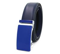 JIARY Herren Gürtel Ratsche, Ledergürtel Herren Cowboy Modischer, Verstellbarer Lässig Rindsledergürtel mit Automatischer Schnalle aus Legierung,Blau,130CM/51.2''