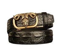 JIARY Herren Gürtel,Schwarzes Leder Schaf Totem Gürtel Rindsleder Gürtel Persönlichkeit Retro Herrengeschenk,Black a,130CM/51.2''