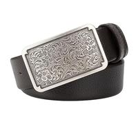 JIARY Herren Gürtel Western Cowboy, Gürtel Herren Leder, Ledergürtel mit graviertem Silbermuster und Quadratischer Schnalle,Braun,115CM/45.3''