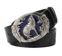 JIARY Herren-GürtelWestern Cowboy, Ledergürtel Herren, Denim-Gürtel Wikinger heulender Wolf Mond, Vintage-Gürtel mit geprägter Gravur,Schwarz,100CM/39.4''