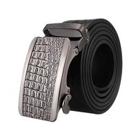 JIARY Ledergürtel Herren, Gürtel Herren Ratsche Verstellbar Geschäft, Anzuggürtel Echtledergürtel mit Automatischer Schnalle mit 3D-Gravur Legierung, mit Geschenkbox,Schwarz,125CM/49.2''