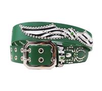 JIARY Nietengürtel Herren Damen,Strass Rock Herren Gürtel,Hip-Hop-Street-Style,Retro Gothic Herrengürtel Für Jeans,Hosen,Kleider,Cool Modisch,Musikfestival,Karneval,Grün,115CM/45.3''