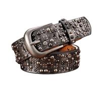 JIARY Silver gray,110CM/43.3' Damen Gürtel Mit Mehrfarbigen Kleinen Nieten,Gürtel Edler Kunstleder,Hüftgürtel Unisex Im Vintage-Look