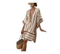 JIARY Strandkleid Damen Mit Tiefem V-Ausschnitt, Boho Kleid, Sommerkleid Damen,Locker, Halblange Ärmel, Ethnisches Muster,Für Urlaub Und Strand,Hawaiianischer,Kreuzfahrt,C,L