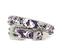 JIARY Strass Nietengürtel Damen Bling Glänzender Diamant Gürtel Cowboy Cowgirls Western Ledergürtel Fur Jeans Kleids Hosen Strass-Gürtel Für Frauen,Lila,115CM/45.3''