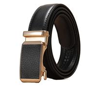 JIARY Unisex-Gürtel, Herren-Ratschengürtel für Kleider, Ledergürtel mit automatischer Klickschnalle, mehrere Farben zur Auswahl,Schwarz,110cm/43.3''