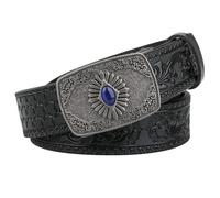 JIARY Western Cowboy Gürtel Herren, Gravierte Automatikschließe Herrengürtel, Vintage Geprägter Taillegürtel Für Jeans Hosen Rodeo, Country Echtledergürtel Herren,Schwarz,100CM/39.4''
