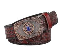 JIARY Western Cowboy Gürtel Herren,Gravierte Vintage-Schnalle Herrengürtel, Vintage Geprägter Taillegürtel Für Jeans Hosen Rodeo, Country Echtleder-Gürtel,Braun,115CM/45.3''