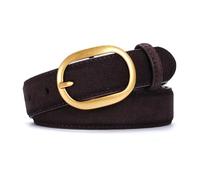 JIARY Wildleder Gürtel Damen Velours Ledergürtel, Freizeitgürtel Damengürtel Mit Goldfarbene Schnalle Für Jeans/Kleid Mäntel,Schwarz,90CM/35.43''