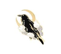 jieGorge Anzugbrosche für Herren Ribbon Flower Crow Kreative Tierbrosche Trend Black Feather Crow Frolic Mode Kleidung Interessante Brosche Anzugbrosche für Herren (E, One Size)