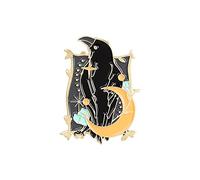 jieGorge Anzugbrosche für Herren Ribbon Flower Crow Kreative Tierbrosche Trend Black Feather Crow Frolic Mode Kleidung Interessante Brosche Anzugbrosche für Herren (C, One Size)