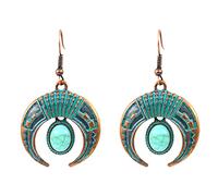 jieGorge Aus Sterlingsilber Boheme Vintage-Quassstropfen baumeln Ohrringe für Frauen Mädchen simulierte türkisfarbene Ohrringe Fu u Ohrringe Mädchen Silber 925 (B, One Size)