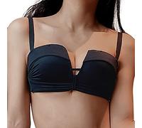 jieGorge BH Einlagen Damen-BH, Geraffter, atmungsaktiver, bequemer, hautfreundlicher, weicher Unterwäsche-BH Zwangsjacke Modischer, Einfarbiger, Sexy Push-Up-BH Aus Spitze (Black, 34)