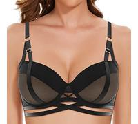 jieGorge BüGel BH Damen-T-Shirt-BH mit gepolstertem Push-up-Bralette-BH ohne Bügel, Nahtloser, bequemer, weicher BH Spitze Modischer, Einfarbiger, Sexy Push-Up-BH Aus Spitze (Black, 70AB)