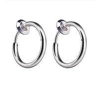 jieGorge Damen Perlenohrringe Klassische Hip-Hop-Männer-Hoop-Ohrringe, die einziehbar sind, Keine Piercing-Ohrringe für Frauen Ohrringe Aesthetic (Silver, One Size)