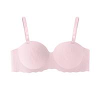 jieGorge Durchsichtige BH TräGer Damen-BH, Geraffter, atmungsaktiver, bequemer, hautfreundlicher, weicher Unterwäsche-BH Reif Modischer, Einfarbiger, Sexy Push-Up-BH Aus Spitze (Pink, 36)