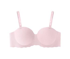 jieGorge Durchsichtige BH TräGer Damen-BH, Geraffter, atmungsaktiver, bequemer, hautfreundlicher, weicher Unterwäsche-BH Reif Modischer, Einfarbiger, Sexy Push-Up-BH Aus Spitze (Pink, 35)