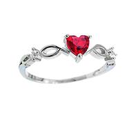 jieGorge Große Ringe für Frauen La Novia Sortija Anillo Simple De Mujer De Dedo Corazón A Circonio Forma Romántico Joyería De Cumpleaños Con Piedra Con Rings (Red, 7)