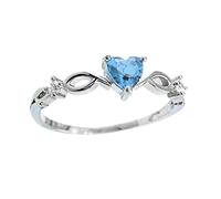 jieGorge Große Ringe für Frauen La Novia Sortija Anillo Simple De Mujer De Dedo Corazón A Circonio Forma Romántico Joyería De Cumpleaños Con Piedra Con Rings (Blue, 10)