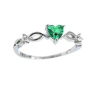 jieGorge Große Ringe für Frauen La Novia Sortija Anillo Simple De Mujer De Dedo Corazón A Circonio Forma Romántico Joyería De Cumpleaños Con Piedra Con Rings (Green, 6)