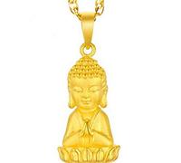 jieGorge Halskette mit Diamantschliff für Frauen Lucky Shui Gold Buddha Yoga Halskette Charm Rulai Spirit Feng Halsketten Anhänger Rose Halskette (Gold, One Size)