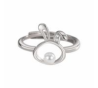 jieGorge Halskette mit Gravur Kaninchen-Jahr-Halsketten-Frauen-Art- und Weisehalsketten-Imitations-Perlen-Kaninchen-Anhänger Earnail-Ring-Armband Bulk~Halsketten (GD6, One Size)