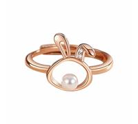 jieGorge Halskette mit Gravur Kaninchen-Jahr-Halsketten-Frauen-Art- und Weisehalsketten-Imitations-Perlen-Kaninchen-Anhänger Earnail-Ring-Armband Bulk~Halsketten (GD5, One Size)