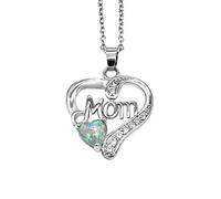 jieGorge Halskette mit Herz~Anhänger Mama Liebe herzförmige Opal Halskette Mutter Geburtstagsgeschenk Kupfer Halskette Böhmische Halskette (A, One Size)