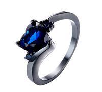 jieGorge Herzringe für Teenager~Mädchen Liebe geformte Frauen Herz Liebe Zirkonia Herzen Accessoires farbenfrohe Ringe (Blue, 7)