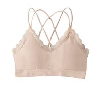 jieGorge Klassische BHS FüR Damen Nahtloser Sling- für Damen, schöner Rückenwickel, Brustkorb, Spitzenrand, rutschfeste Unterseite, kein Stahlring, Sport-BH Unterwäsche (Beige, One Size)