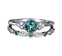 jieGorge Midi~Ringe Damen 1 Schmuck Mode Paar 9 Paar Diamantringe Ringgröße Set Ringe Modekreativer, Leichter, Verstellbarer Persönlichkeitsring für Damen (Green, One Size)