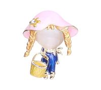 jieGorge Mode-Kristallperlen-Broschen Niedliches kleines Mädchen, Brosche, Persönlichkeit, Cartoon, kreatives Pin-Kragen-Cardigan-Zubehör Mode-Kristallperlen-Broschen (Pink, One Size)