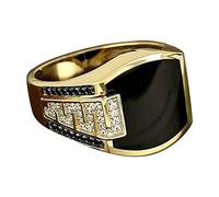 jieGorge Modeschmuck Ringe Mode-Edelstahl-Paar-Ring europäischer und amerikanischer Hip-Hop-Ring voller Diamantring Modekreativer, Leichter, Verstellbarer Persönlichkeitsring für Damen (Gold, 9)